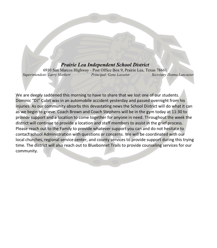 News Prairie Lea Independent School District